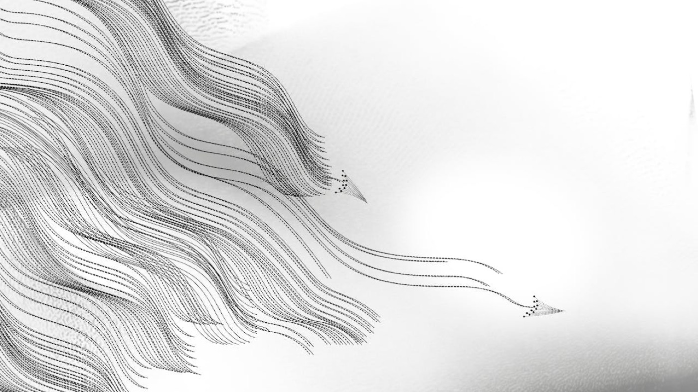 Abstract black and white data wave artwork from The Drum's Cannes Lions ROI article