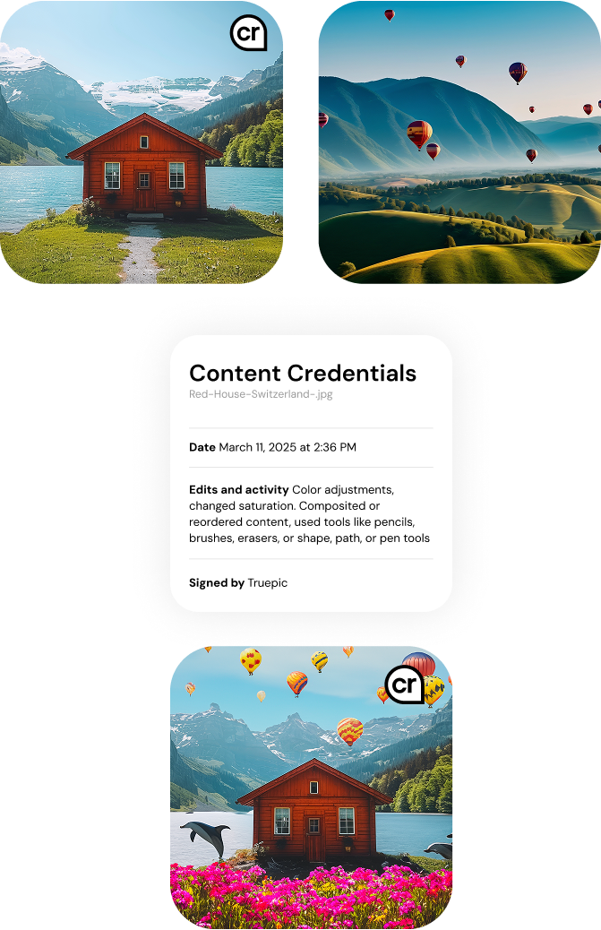 Content Credentials official flow graphic showing how a provenance signal travels with media