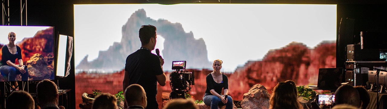 Cannes Next virtual production demonstration with an LED volume and camera setup