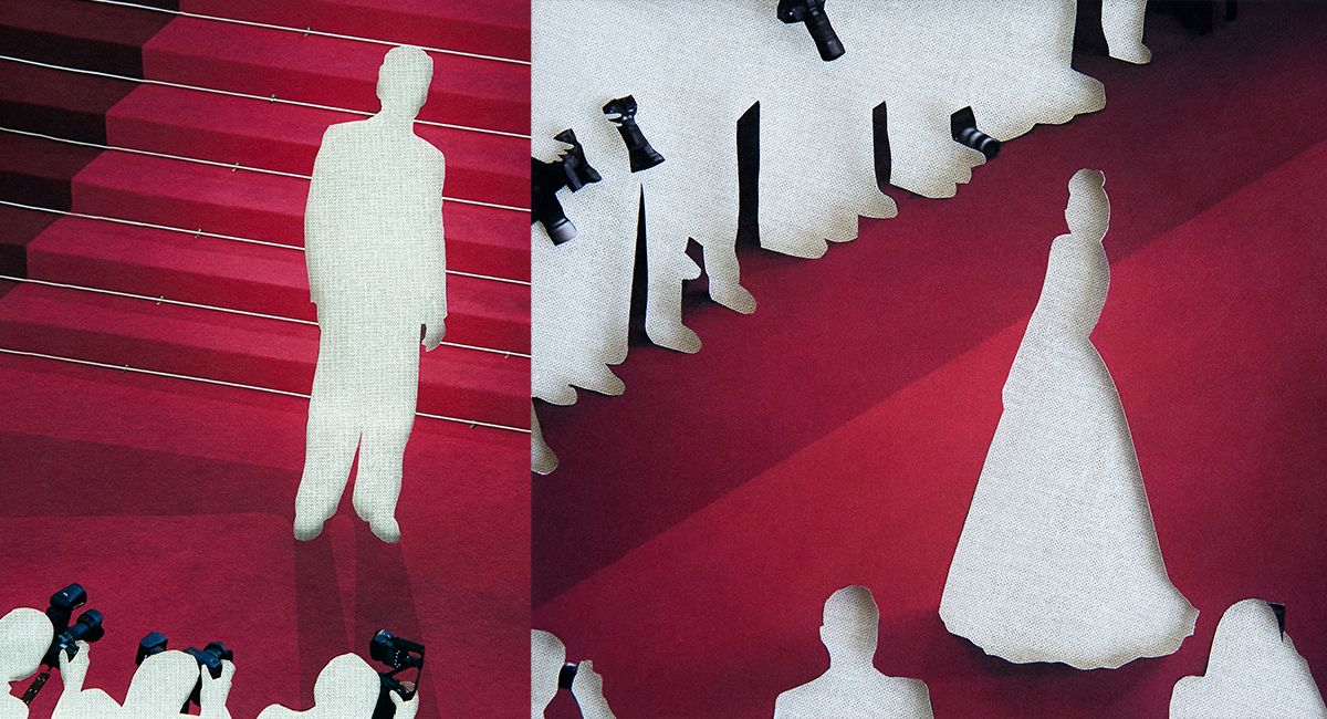 Empty Red Carpet artwork showing missing figures on the Cannes red carpet