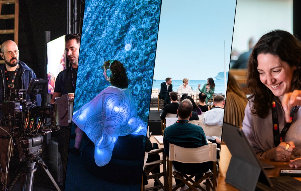 Marché du Film innovation programming collage showing virtual production, immersive work, and Cannes industry activity
