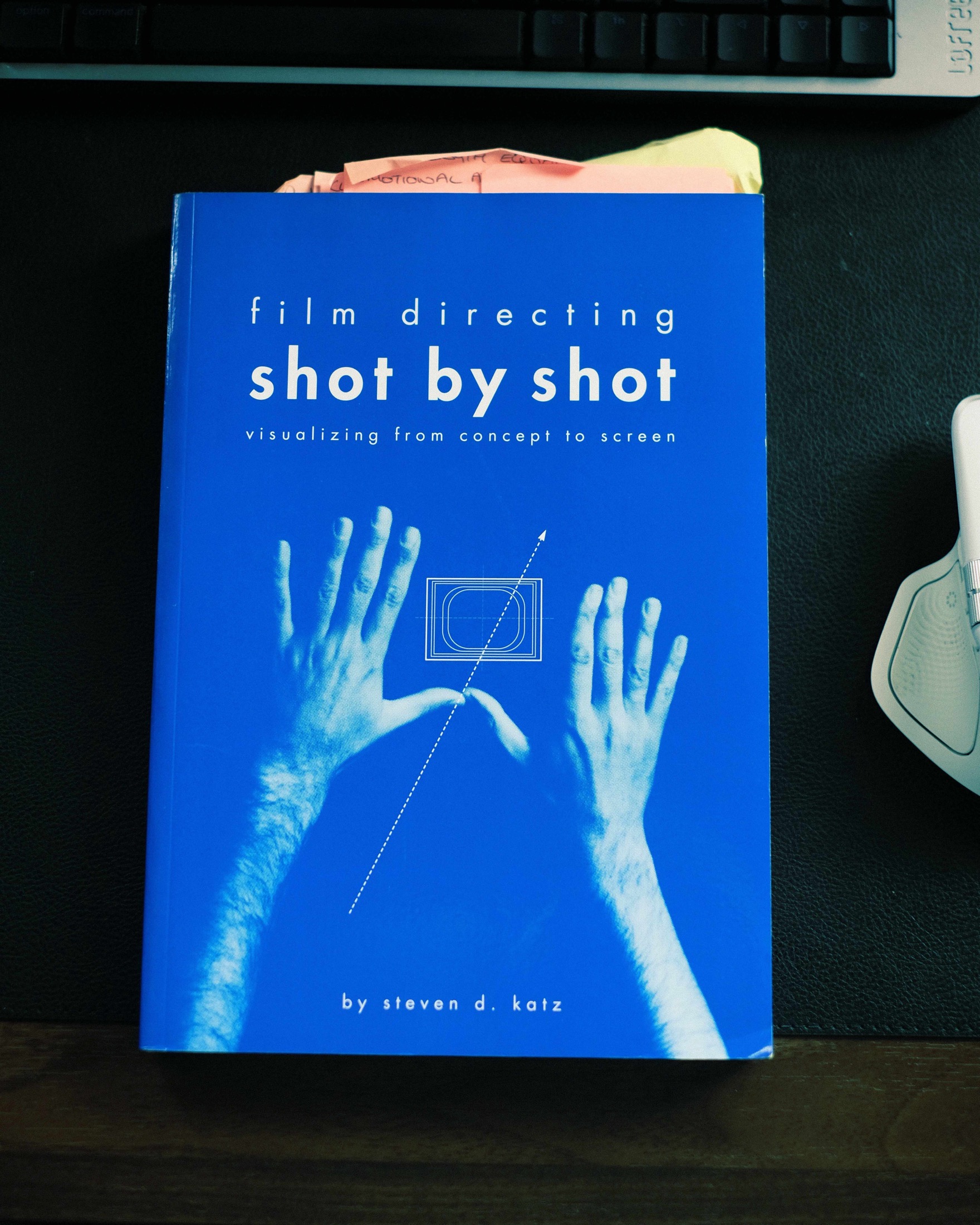 A well-used copy of Film Directing Shot by Shot by Steven D. Katz on a desk