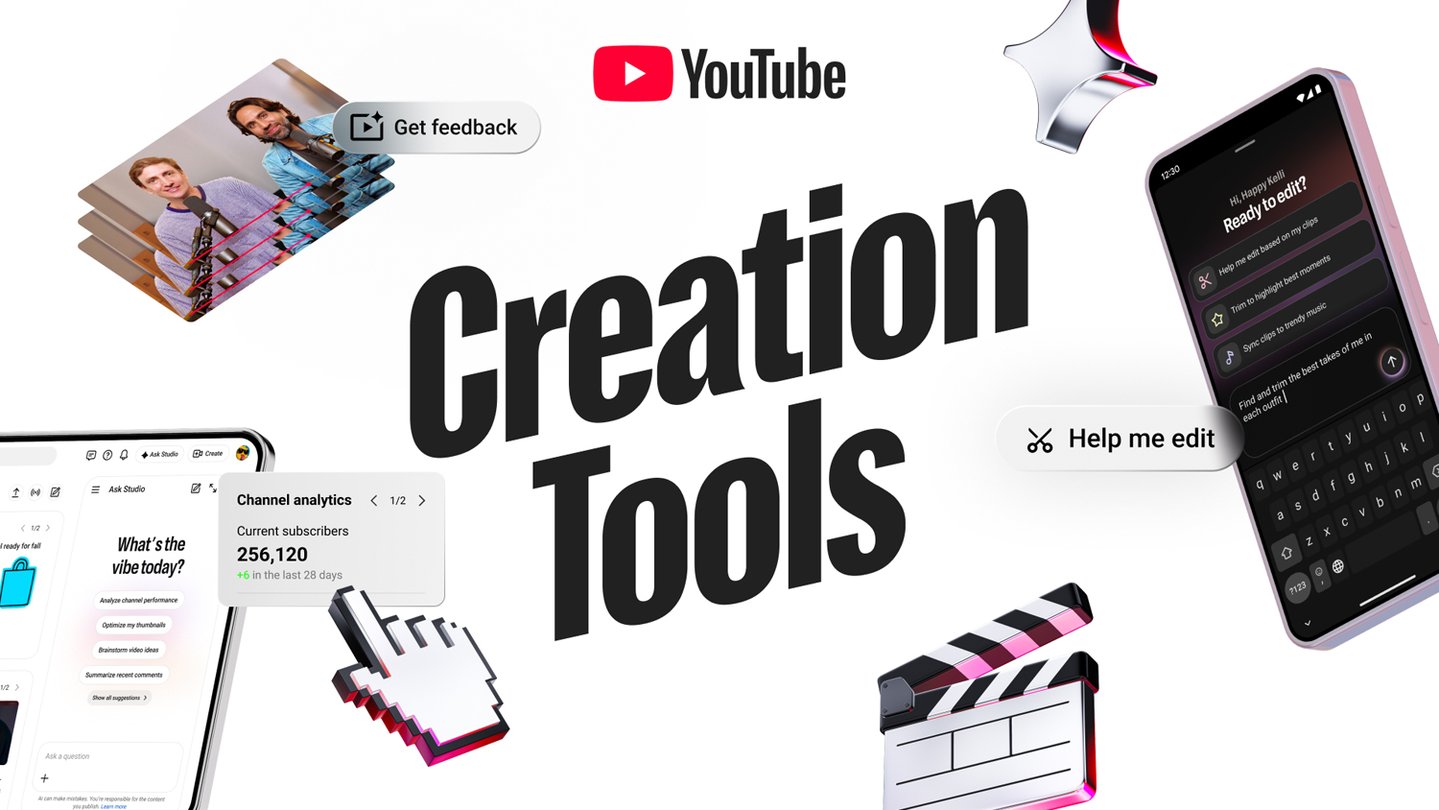 Made on YouTube 2026 artwork representing conversational editing and creator tools