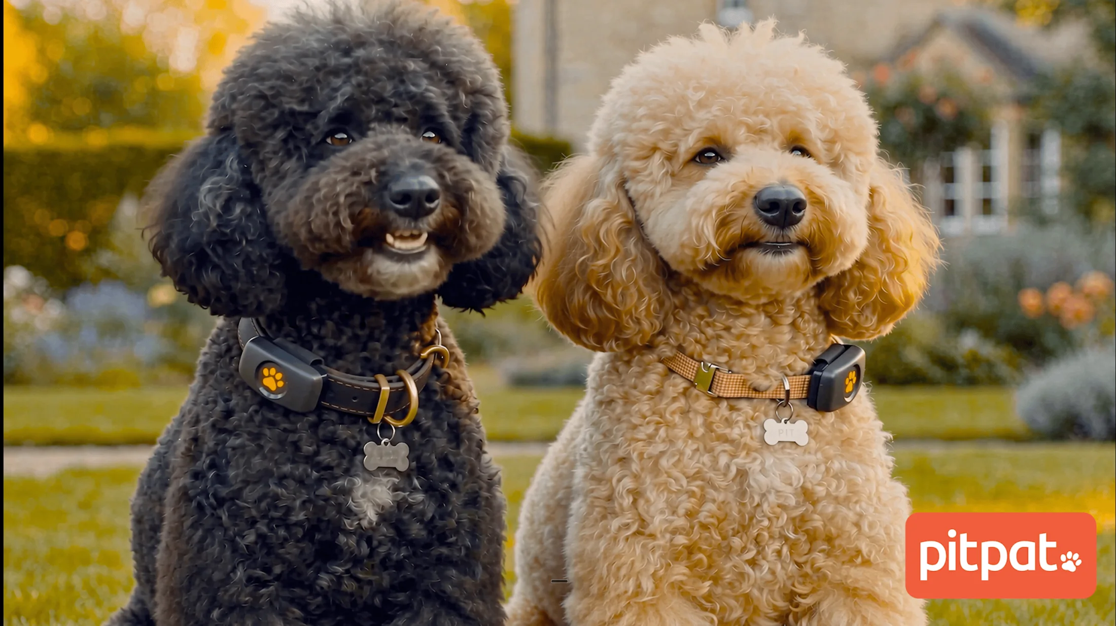 Two AI-generated talking dogs wearing PitPat trackers in The Wanderers television campaign