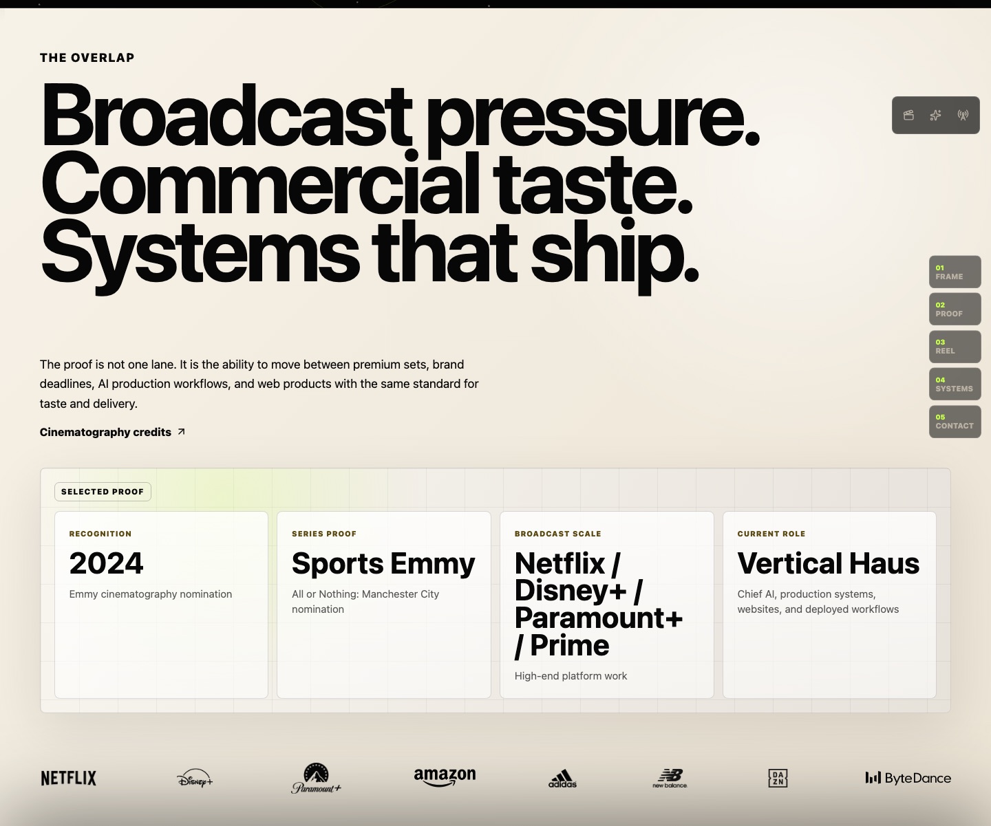 Screenshot of the homepage proof section