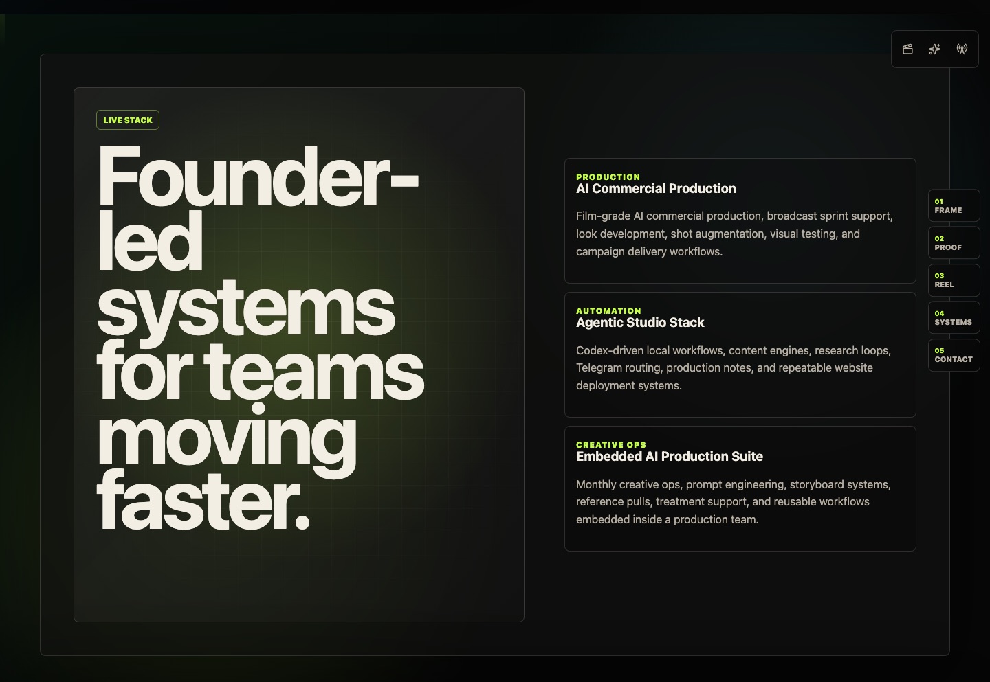 Screenshot of the homepage revenue systems section