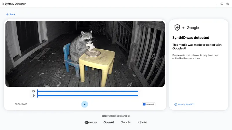 Google SynthID Detector identifying a watermarked AI-generated video from a participating provider