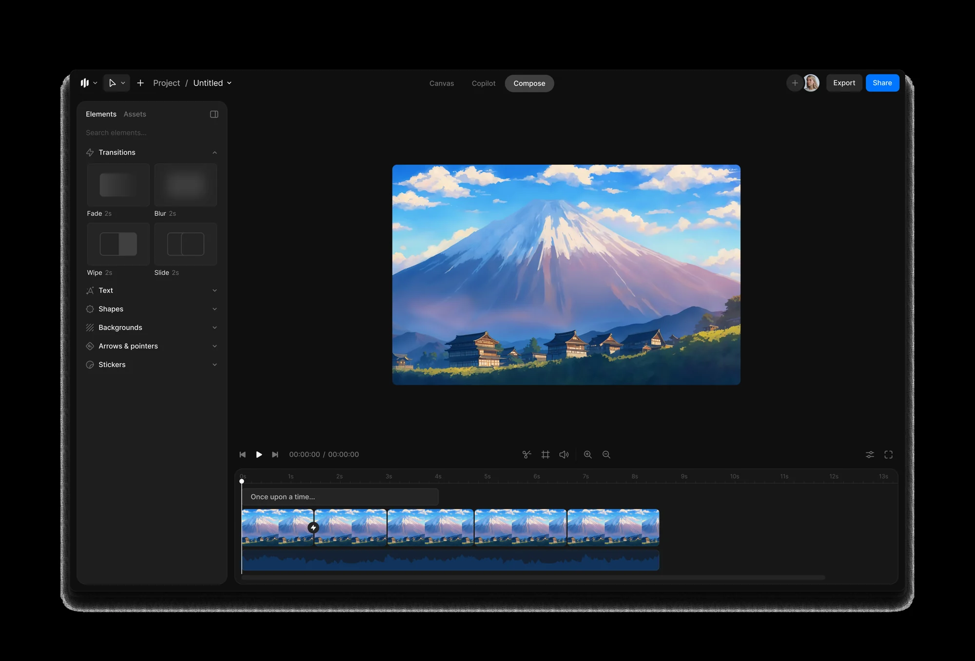 Morphic’s official Compose demonstration: video preview, multitrack editing timeline and Copilot panel