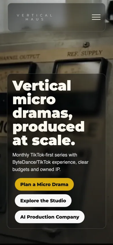 Vertical Haus website adapted for iPhone.